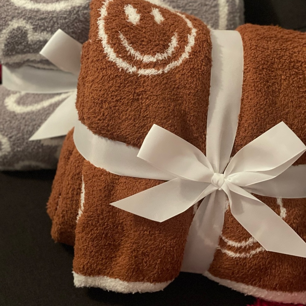 Smiley face fleece blanket